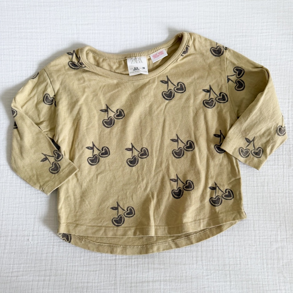 Zara Kids Tan Cherry Long Sleeve Tee